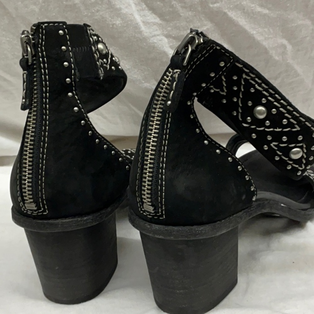 Frye Black Heeled Sandals with Crystal Embellishments - Picture 7 of 10